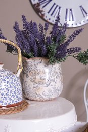 Flowerpot Ø 15x14 cm Beige Gray Ceramic Flower Flowerpot Inside