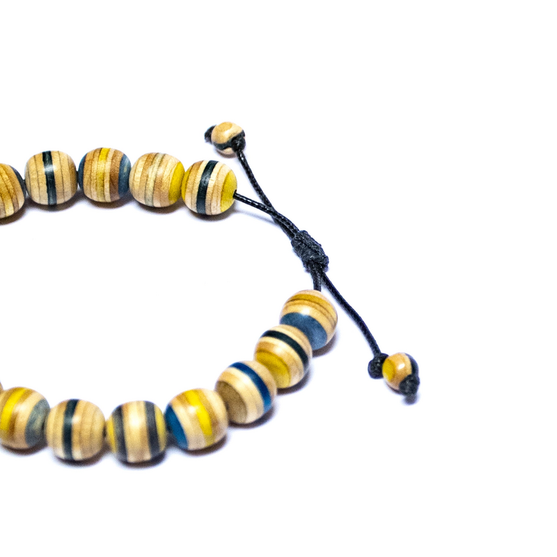 Armband aus recycelten Skateboards, Gelb, Unisex, 10 mm Perlen