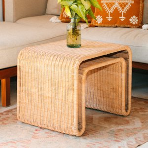 Rattan Side Table with Stable Metal Frame – Handcrafted Coffee Table BAYU