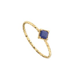 Vergoldeter quadratischer Ring mit Lapislazuli