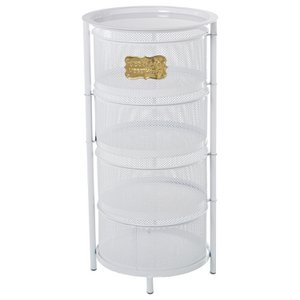 WHITE METAL GROCERY BAR WITH 4 ROTATING DRAWERS _°32.5X65CM, DRAWER:°29X14CM CU60957