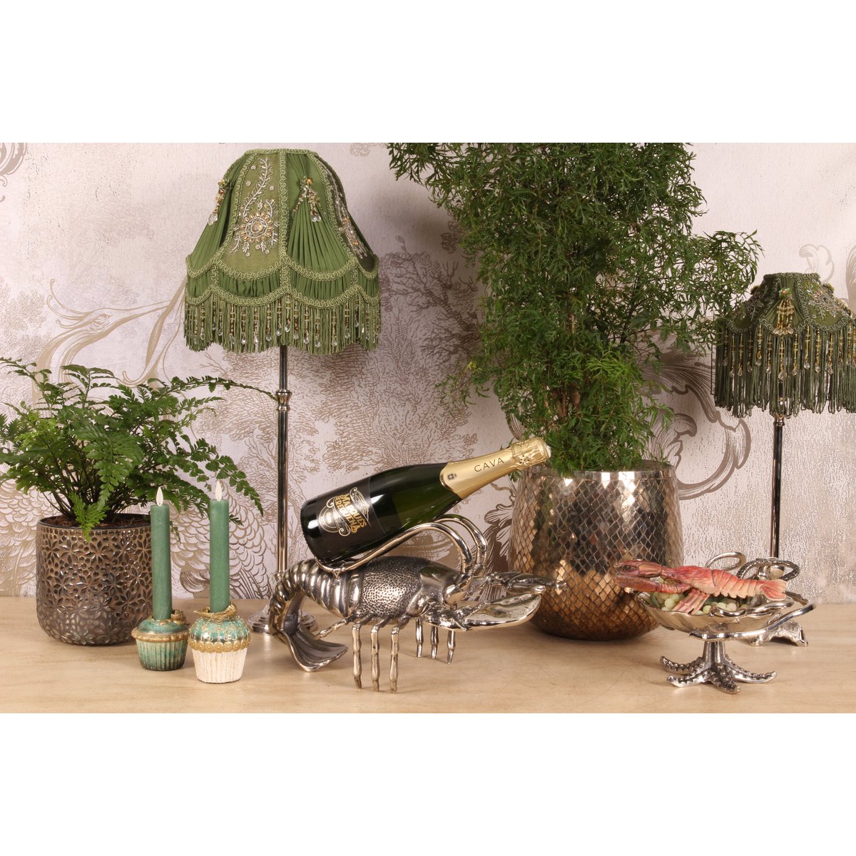 Flessenhouder Kreeft 41 cm - Zilver - Aluminium