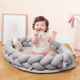 Grey braided cot bumper