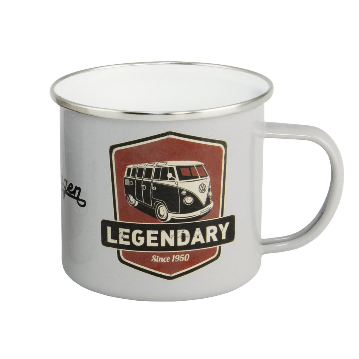 Volkswagen VW T1 Bus Enamel Mug 500ml in Gift Box - Legendary/Grey