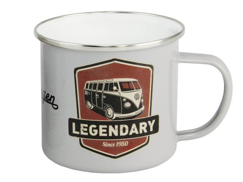 Volkswagen VW T1 Bus Enamel Mug 500ml in Gift Box - Legendary/Grey
