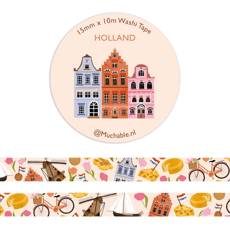 Washi tape - illustrationsmønster/tryk Holland - Holland