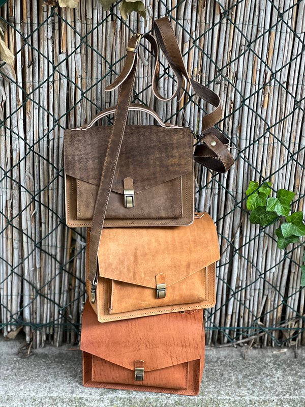 Handgemaakte lederen Crossbody tas
