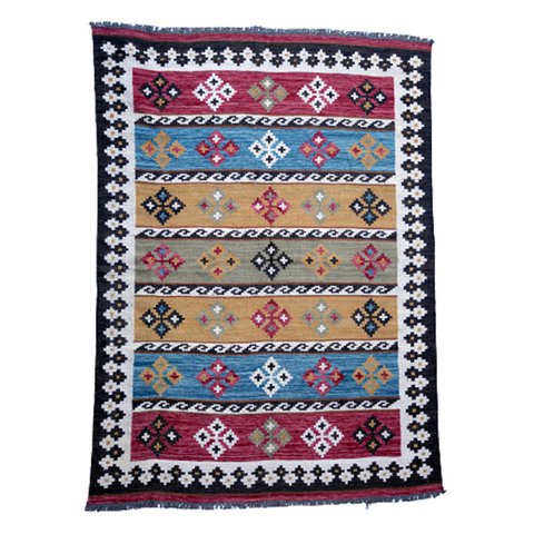 Handgewebter mehrfarbiger Vintage Kelim-Teppich