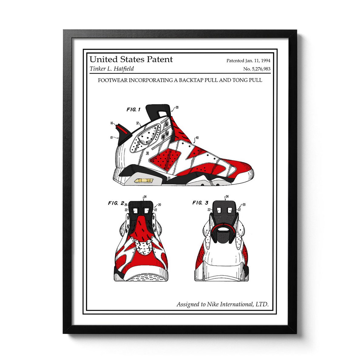 Affiche brevet couleur Nike Air Jordan