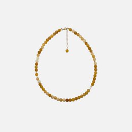Yellow Aventurine Freya Necklace - A beautiful beaded necklace made with yellow aventurine gemstones, featuring a round, oval shape and a gold-tone clasp.