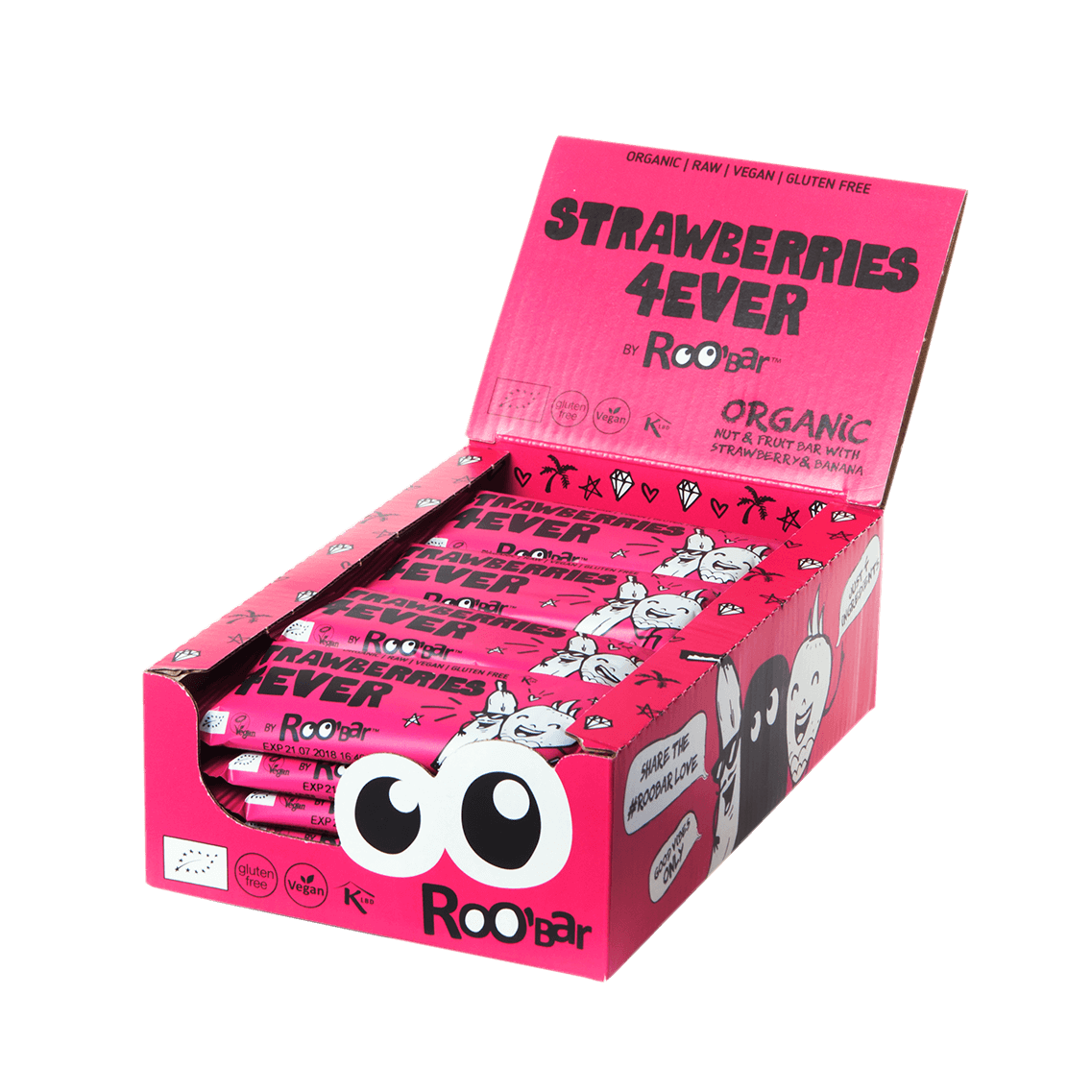 Strawberries 4ever Bar, organic, Roobar, 30g