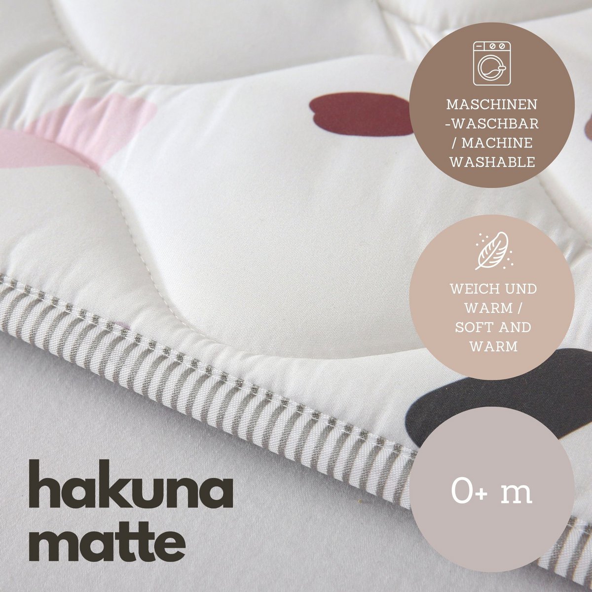 Matowa pikowana mata do zabawy Hakuna – konfetti (1,27 x 1,27 m)