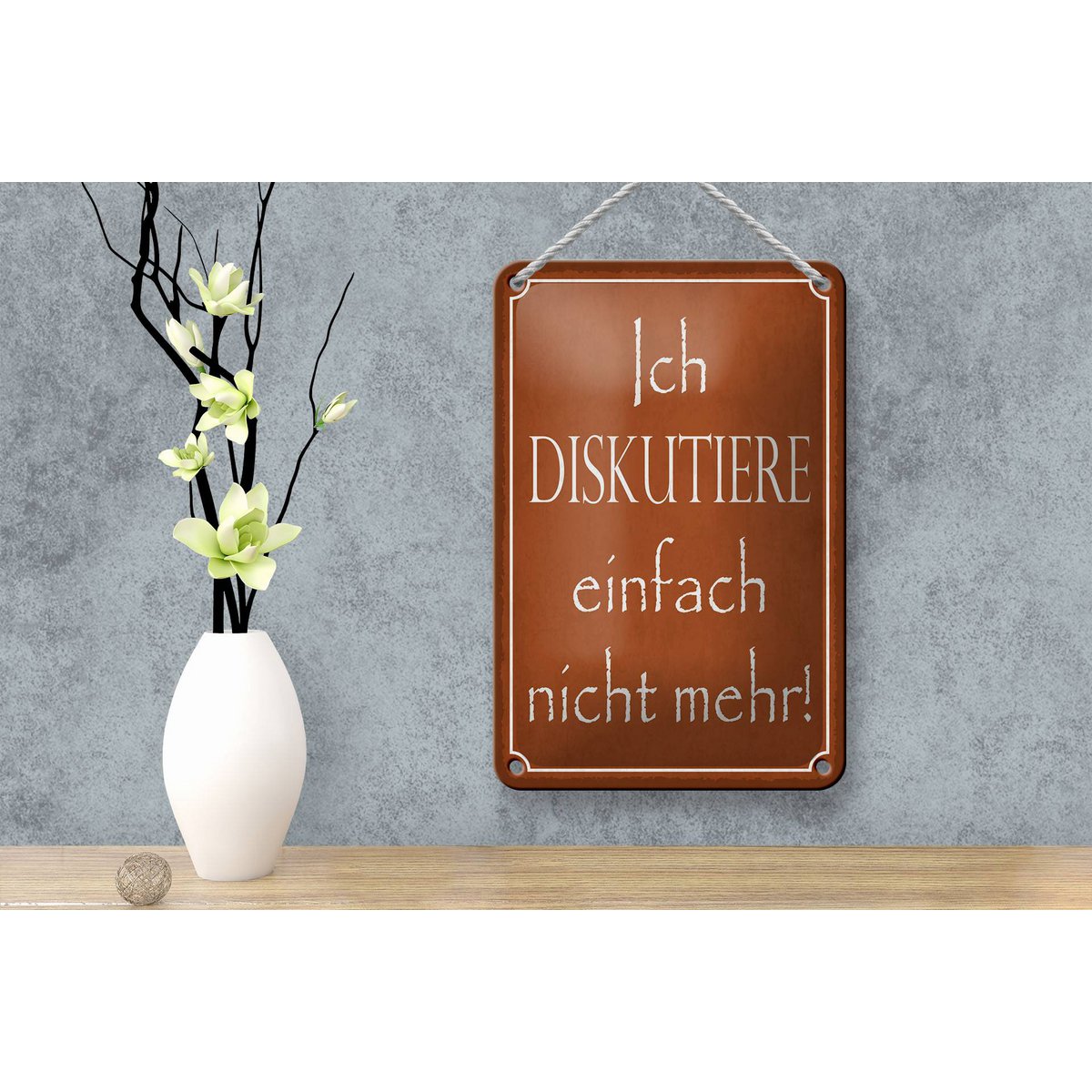 Tin sign saying 12x18cm I no longer discuss decoration