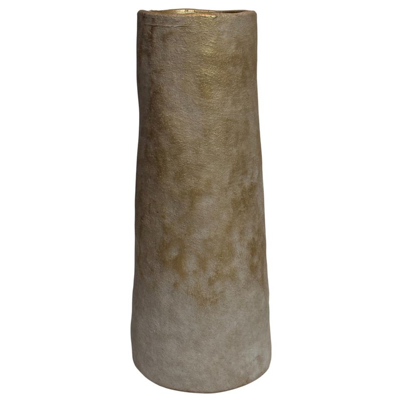 Vaas Isa beige/wit keramiek 11,5x29cm