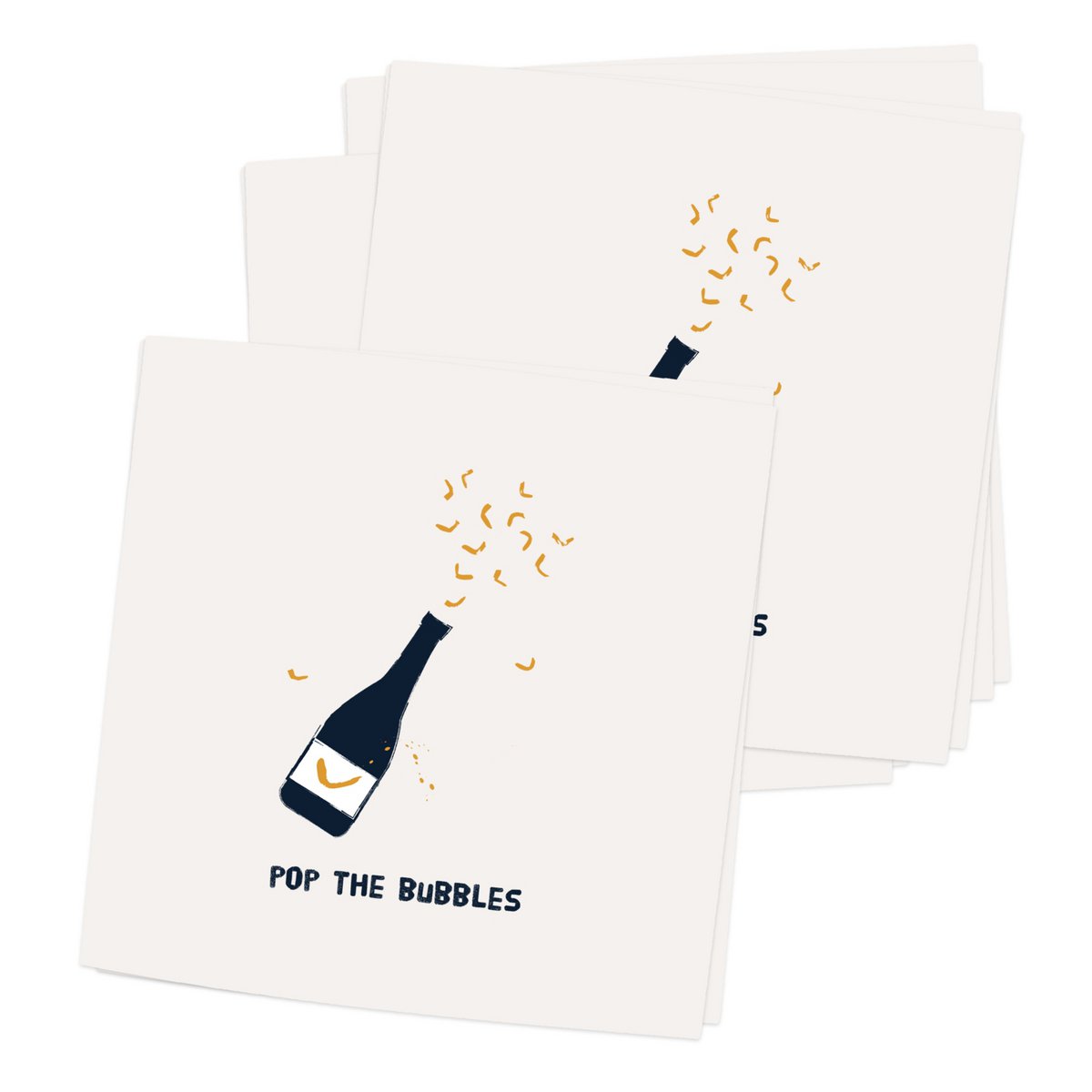 Set of 10 greeting cards with envelope | POP THE BUBBLES - PARTY | party - invitation - birthday - something to celebrate - birthday - just like that - champagne - bubbles - new year - anniversary | folded card - matte off-white - heavy quality bioto...