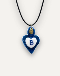Charms - Blauer Herz-Porzellan-Anhänger - Buchstabe B
