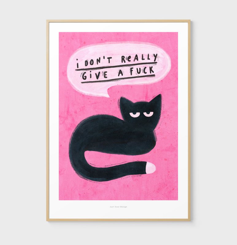 Cat gruñón | Cartel de impresión de arte de ilustración
