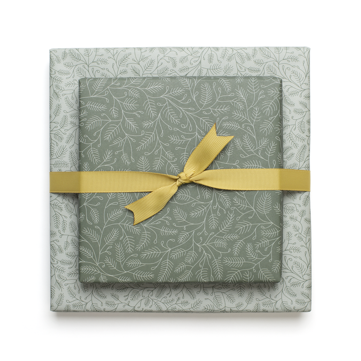 Duurzaam kerstcadeaupapier groen, inpakpapier dennentakken in mint en groen - dubbelzijdig inpakpapier gemaakt van 100% gerecycled papier
