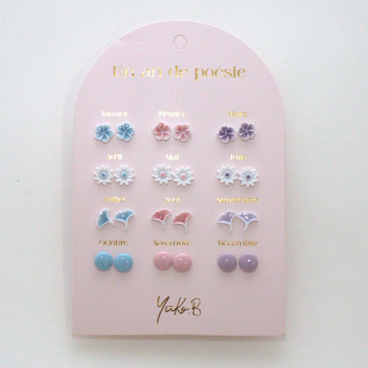 Box of 12 Ceramic Earrings — A Year of Pastel Poetry