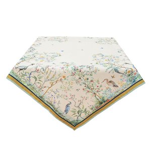 Tablecloth 150x150 cm beige green cotton tropical motif tablecloth