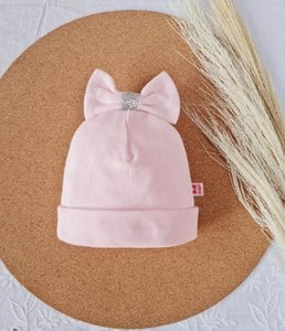 02R15K Pink baby cap Lilly with a bow