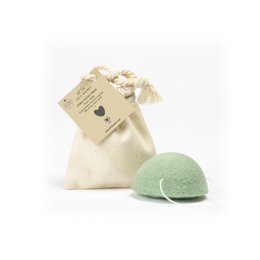 Konjac sponge green tea in cotton bag GOTS