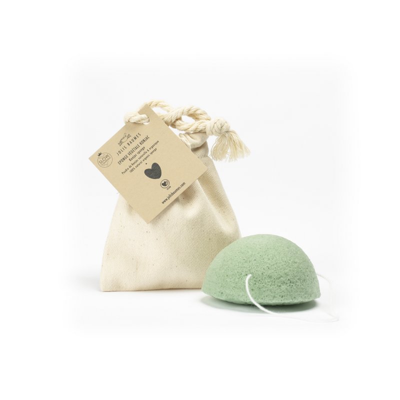 Konjac spons groene thee in katoenen zakje GOTS