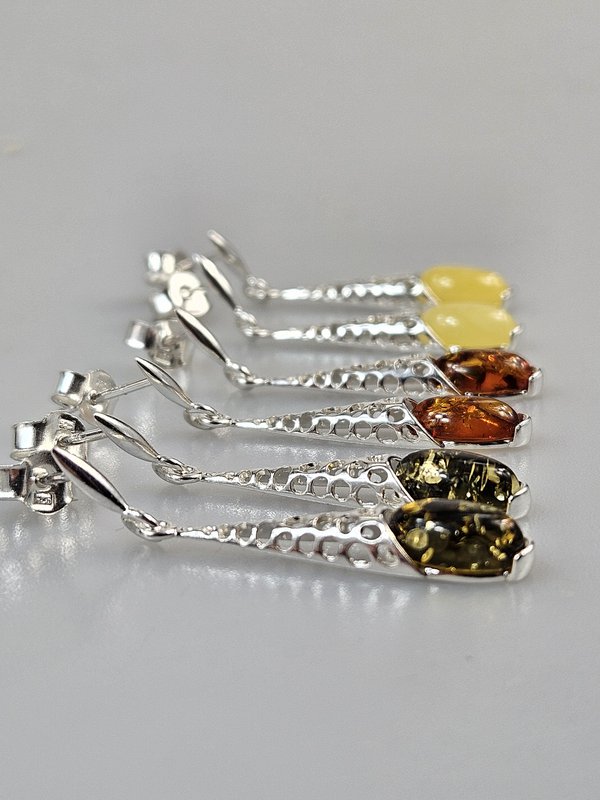 sterling sølv 925 Dangle stud i øreringe med baltisk rav engros