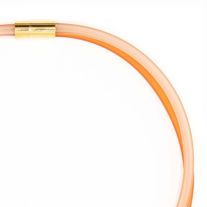 Gummikæde, orange/champagne, 2-linet