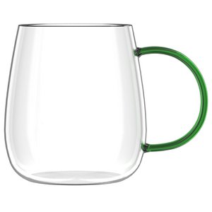 SET of 2 one wall glass with green handle 400ml BOLLA 1142