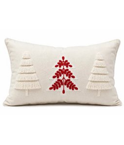Crème & Red Christmas Trees – Cushion Cover / Kussenhoes – Christmas 30×50 cm – Urbane Hide