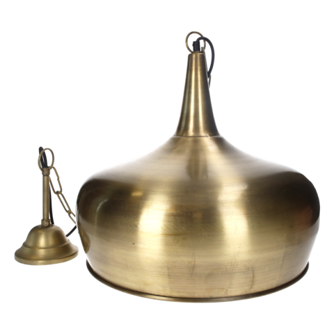 Goldene Hängelampe, D 45 H 43 cm, aus goldenem Metall