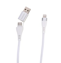 CARGADOR LIGHTNING/TYPE-C Y USB 2 EN 1 DE 1M