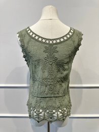 Camiseta sin mangas de encaje bordado - 100% - Made in ITALY