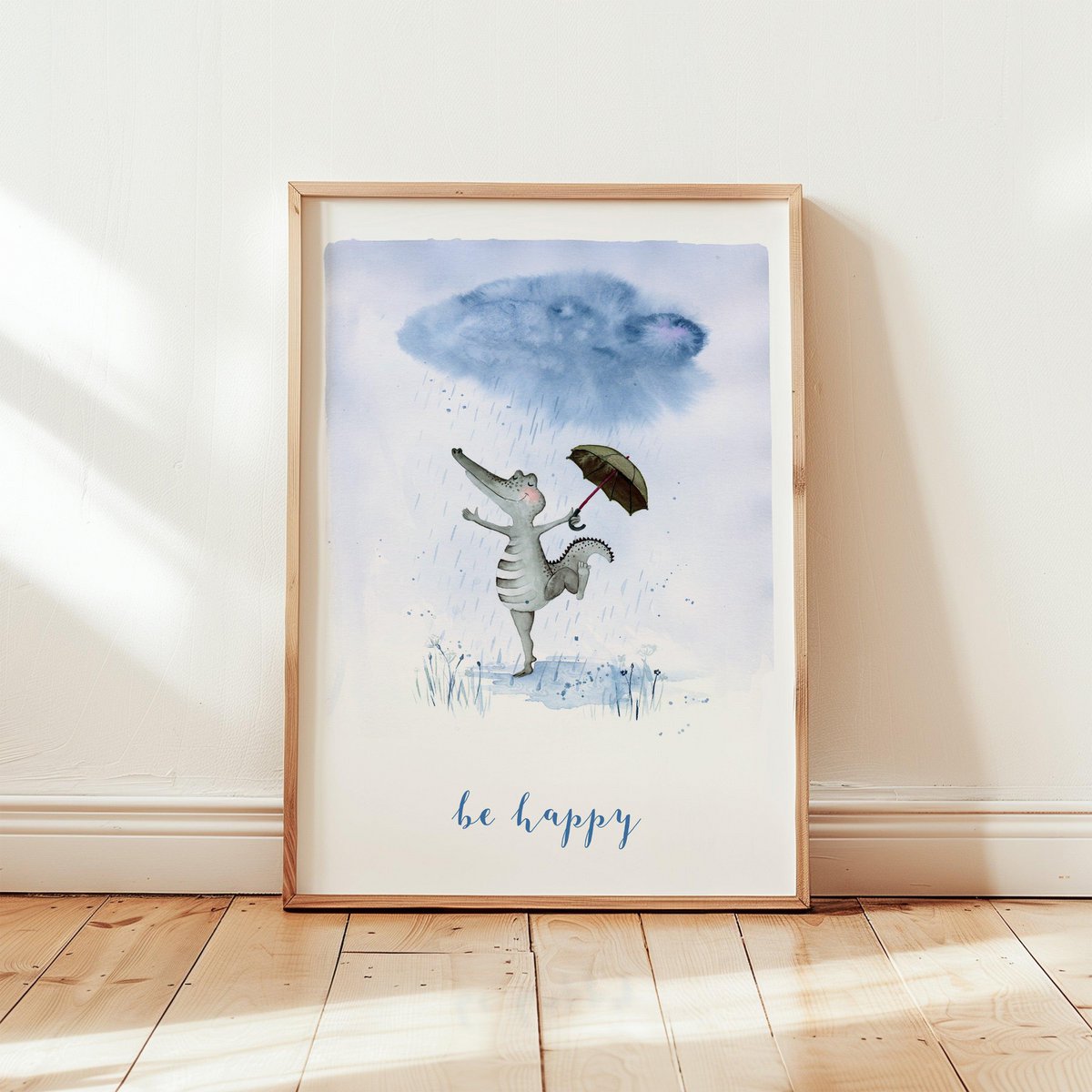 Kunstdruck - Be happy crocodile