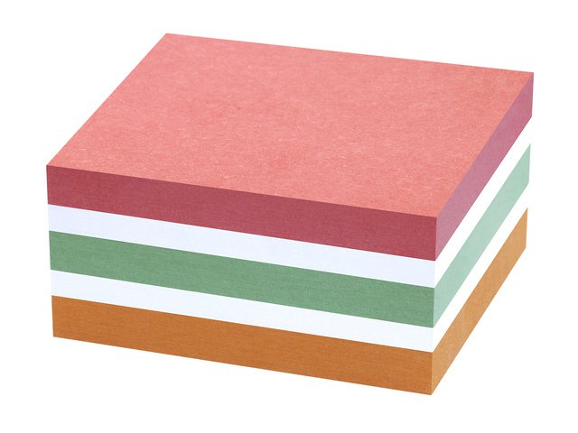 Infonotities 75x75mm assorti gerecyclede doos 2x400 vel