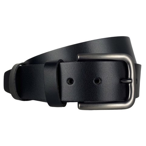 Herren- oder Damengürtel Schwarzes italienisches Leder - 4 cm breiter lässiger Damen- oder Herrengürtel aus Leder