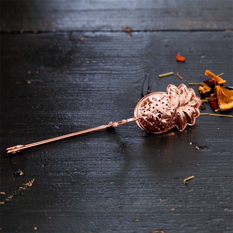 Tea tongs, tea filter, tea infuser "pineapple" rose gold