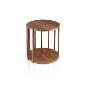Walnut round wood corner table