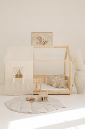 Baldachim nad łóżkiem w kształcie domku "Boho", domek do łóżeczka dziecięcego, dekoracja do pokoju chłopięcego, spersonalizowane domki dla dzieci, artystyczny wystrój pokoju