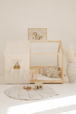Canopy over bed in the shape of a house "Boho", baby crib house, Decoration for boys's room, personalized baby houses, bohemian room decor