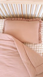 Musselin -Bettwäsche mit Füllrüschen rosa