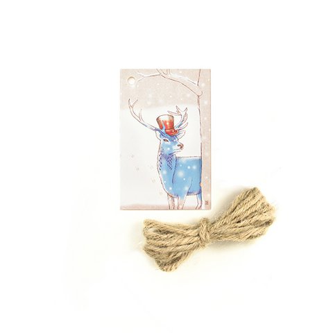 Gift tag deer in the snow