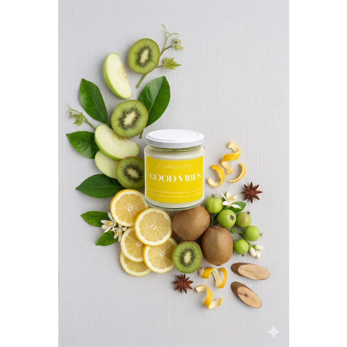 Świeca zapachowa Świeca cytrynowa, kiwi i jabłkowa - Good Vibes