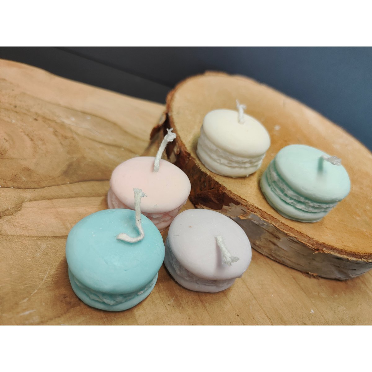 Set candele macarons - Set candele macarons da 5