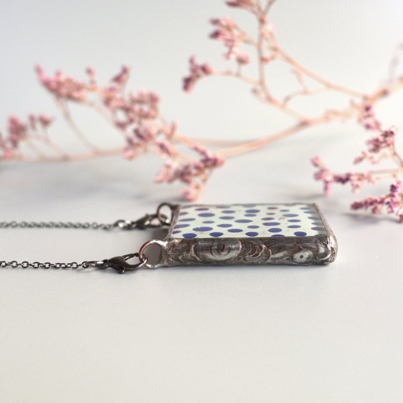Collana a pois, gioielli divertenti, vetro dipinto a mano
