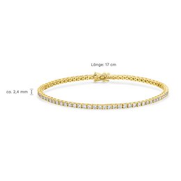 Tennis bracelet yellow gold, 3.42ct diamonds, 17.0 cm