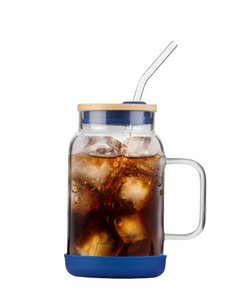 Glas mit Strohhalm 600 ml Marineblau FUORI 29811