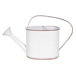 Decoration watering can 40x14x25 cm white metal plant founder