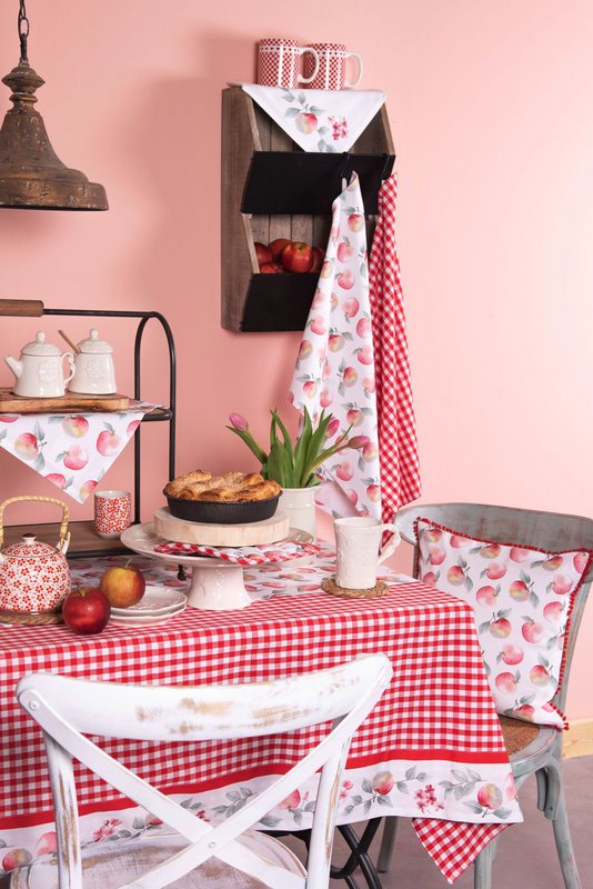 Keukenschort 70x85 cm Rood Groen Katoen Appels BBQ Schort